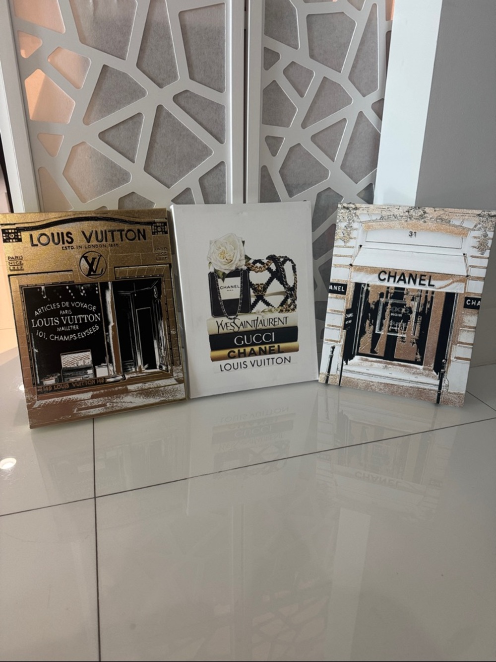Designer Boutique Canvas Trio - Gold, Black, White